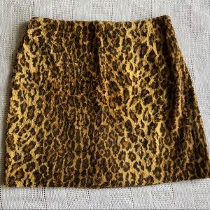 Fuzzy leopard print skirt